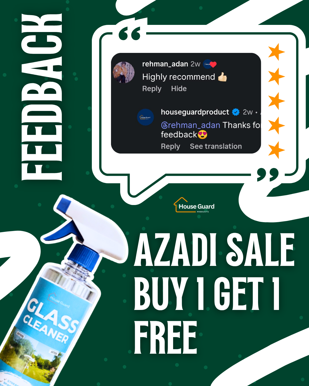 Houseguard Glass Cleaner - AZADI SALE