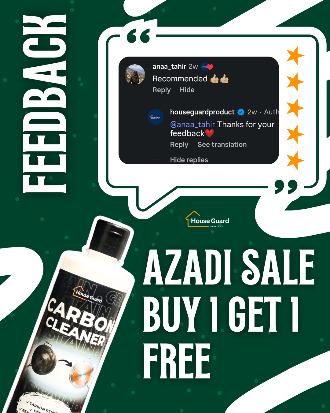 Houseguard Carbon Cleaner - AZADI SALE