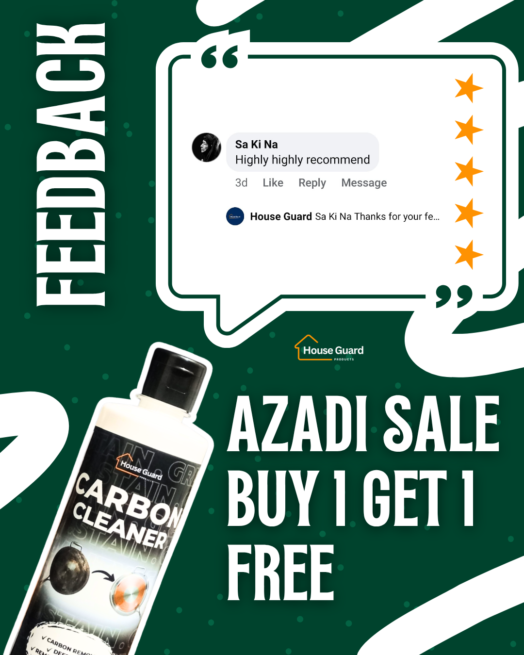 Houseguard Carbon Cleaner - AZADI SALE